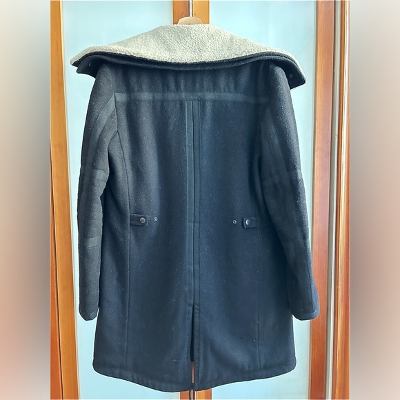 Zara navy over coat with faux shearling collar - Picture 3 of 7